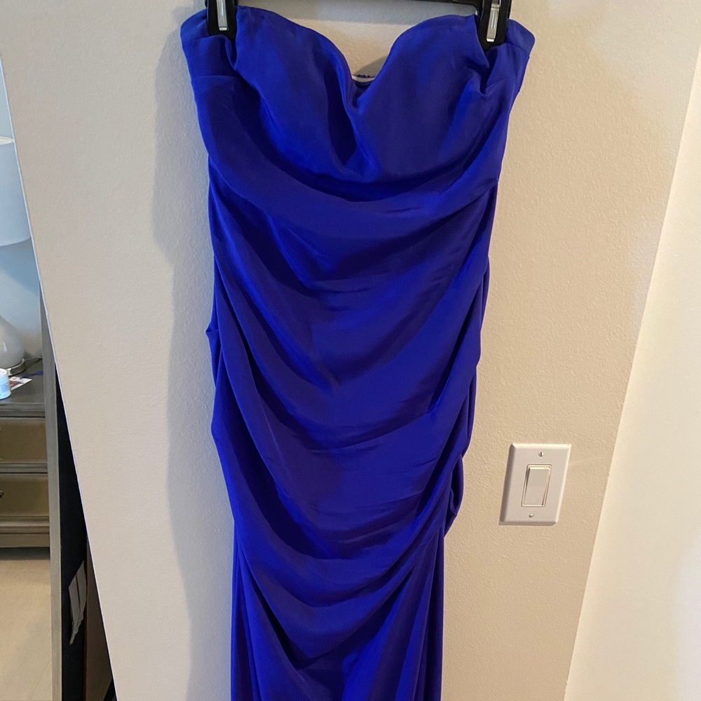 Nicole Miller Royal Blue Strapless Long Gown